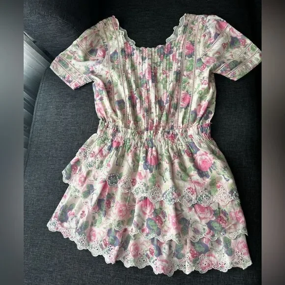 Loveshackfancy Mavis Ruffle Eyelet Floral Mini Dress Size Small - Picture 9 of 16